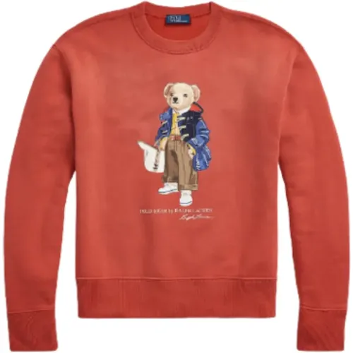 Langarm Teddy Bear Sweatshirt - Größe: L, Farbe: Faded - Ralph Lauren - Modalova