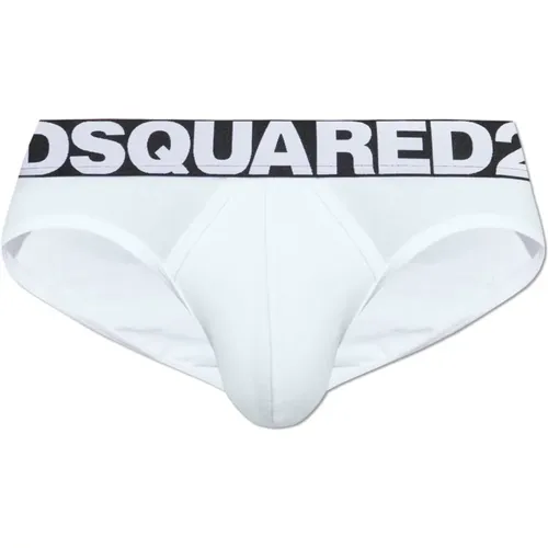 Bottoms, male, , Size: S Cotton briefs with logo - Dsquared2 - Modalova