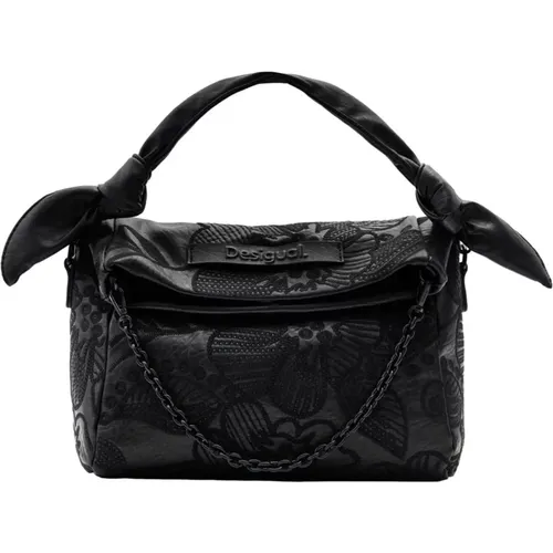 Schwarze Clip-Verschluss Handtasche Damen - Desigual - Modalova