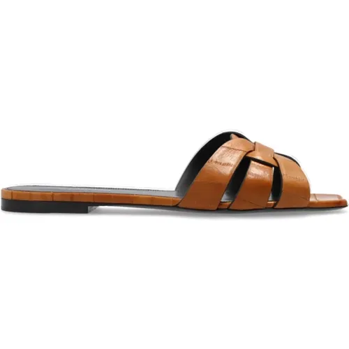 Leather Slippers , female, Sizes: 5 UK, 6 UK - Saint Laurent - Modalova