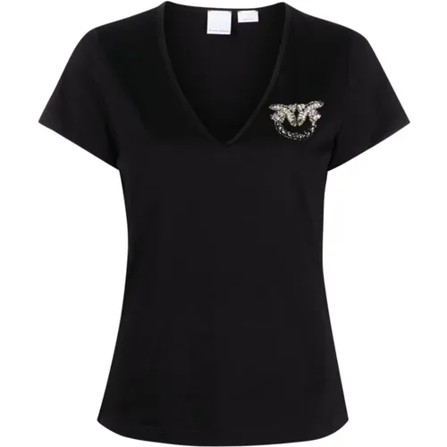 Crystal/Stud Embellished T-shirts and Polos , female, Sizes: S, M, XL, XS, L, 2XS - pinko - Modalova