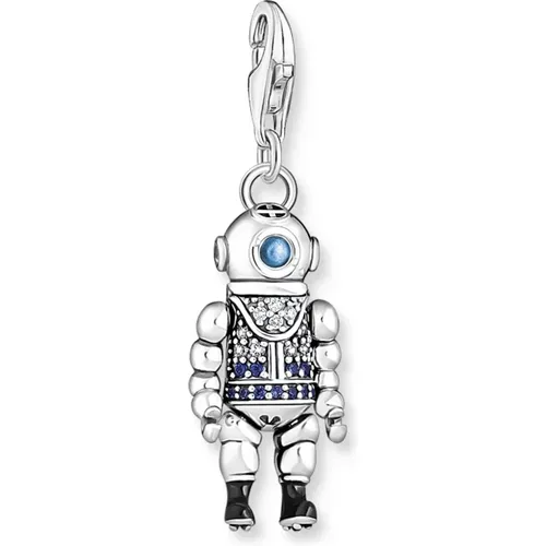 Diver Charm Silver 925 Black Enamel , female, Sizes: ONE SIZE - Thomas Sabo - Modalova