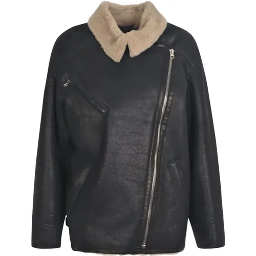 Schwarze Leder Bikerjacke - Isabel marant - Modalova