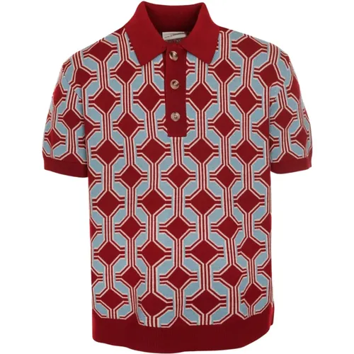 Polo Shirts, male, , Size: XL Geometric Knit Polo Shirt - Drole de Monsieur - Modalova