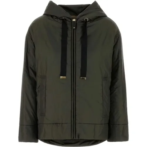 Light Jackets, female, , Size: XS Olive Padded Hooded Coat - Max Mara - Modalova