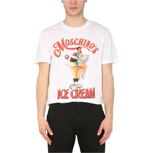 T-Shirts, male, , Size: M Ice Cream Print T-Shirt - Moschino - Modalova