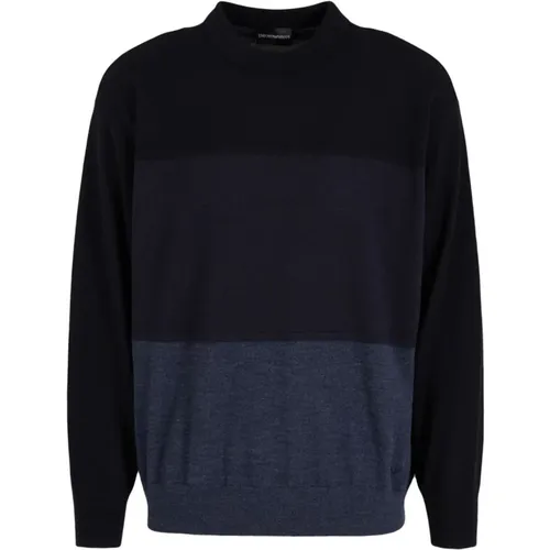 Round-neck Knitwear, male, , Size: 2XL Stylish Knit Pullover Sweater - Emporio Armani - Modalova