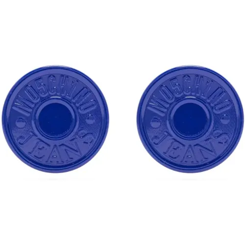 Blaue Clip-Ohrringe in Knopfform , Damen, Größe: ONE Size - Moschino - Modalova