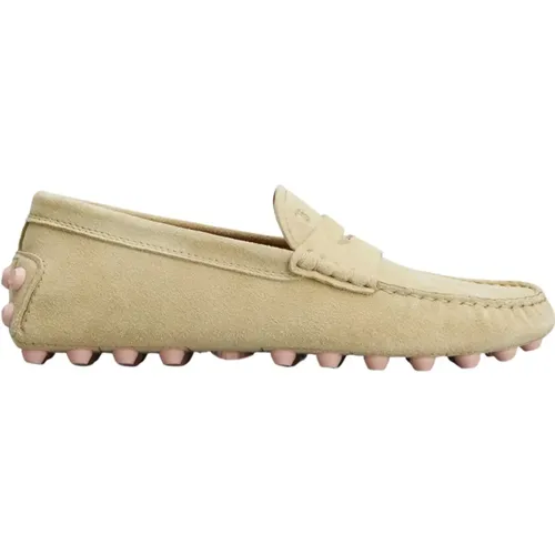 Bubble Gommino Suede Loafers - Beige , female, Sizes: 4 1/2 UK, 4 UK - TOD'S - Modalova