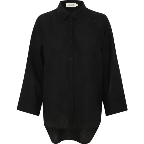 Schwarze Bluse mit Kurzen Ärmeln , Damen, Größe: M - Soaked in Luxury - Modalova