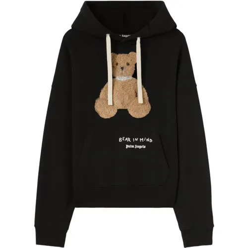 Hoodies, male, , Size: L Bear Appliqué Hoodie Sweater - Palm Angels - Modalova