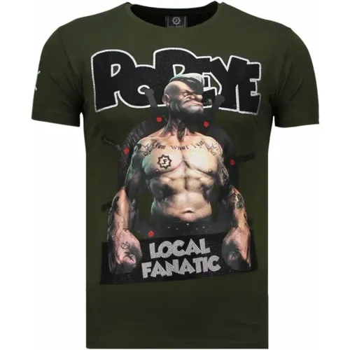 Der Seemann Popeye Rhinestone - T-Shirt Herr - 5760G - Local Fanatic - Modalova