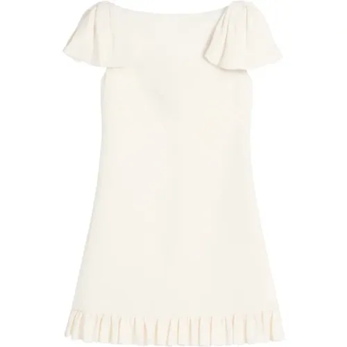 Ivory Mini Dress with Ruffle , female, Sizes: XS, S - Valentino Garavani - Modalova