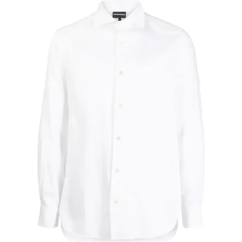 Weißes Regular FIT Hemd mit All Over Adler Logo , Herren, Größe: M - Emporio Armani - Modalova