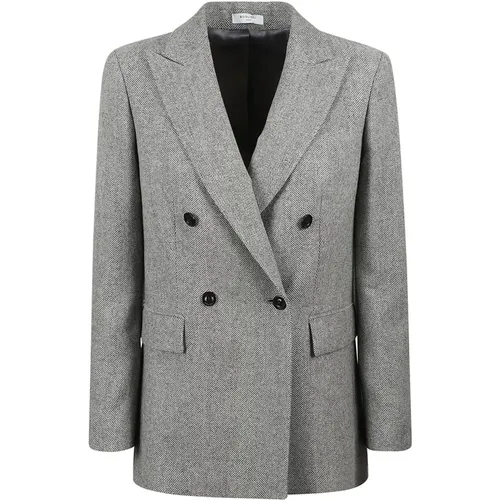 Blazers, female, , Size: M Grey Wool Cashmere Jackets Made in Italy - Boglioli - Modalova