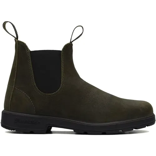Waterproof Suede Ankle Boots in Dark Olive , male, Sizes: 8 1/2 UK, 8 UK, 7 UK, 9 1/2 UK, 6 1/2 UK, 9 UK, 7 1/2 UK, 10 UK - Blundstone - Modalova