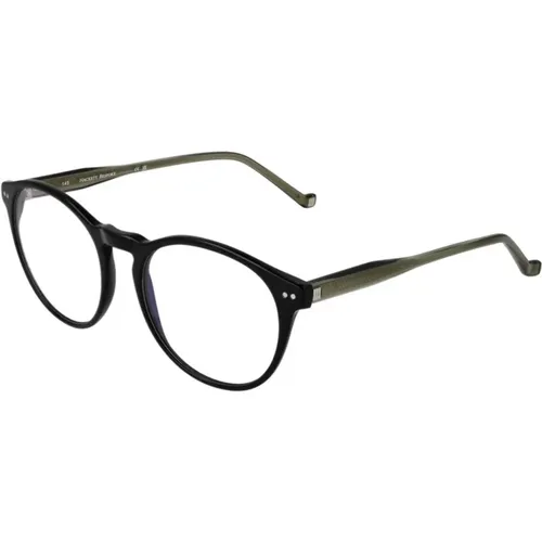 Glasses, male, , Size: ONE SIZE Men's Round Optical Frames with Blue-Filter - Hackett - Modalova