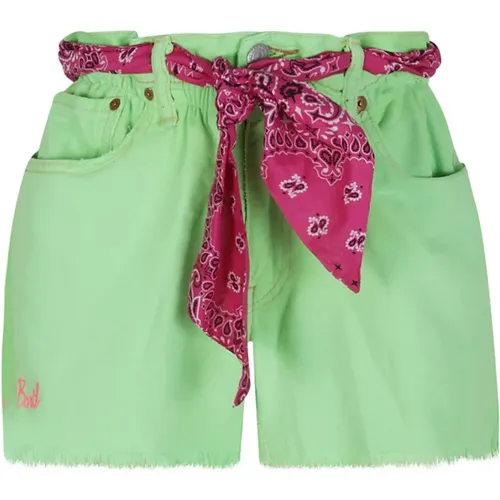 Fluoreszierende Grüne Denim Candy Shorts , Damen, Größe: M - MC2 Saint Barth - Modalova