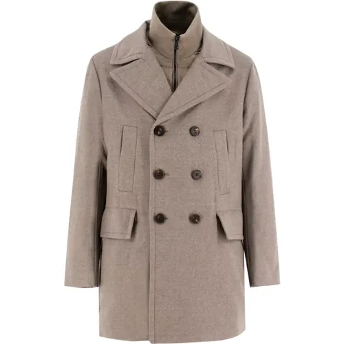 Double-Breasted Coats, male, , Size: M Double-Breasted Quilted Front Coat - Duno - Modalova