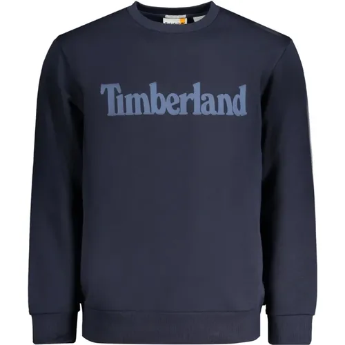 Blauer Sweatshirt mit Print und Langen Ärmeln , Herren, Größe: 2XL - Timberland - Modalova