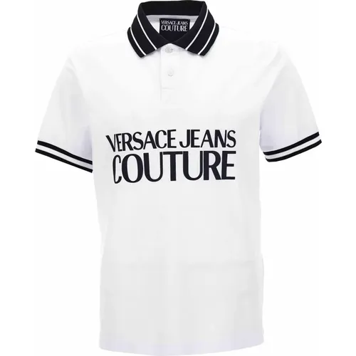 Logo R Baumwoll Piquet Polo T-Shirt , Herren, Größe: 2XL - Versace Jeans Couture - Modalova