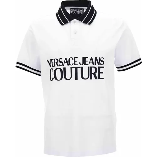 Logo R Baumwoll Piquet Polo T-Shirt , Herren, Größe: L - Versace Jeans Couture - Modalova