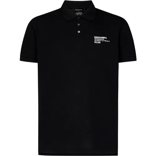 Schwarzes Tennis Fit Polo mit Logo - Dsquared2 - Modalova