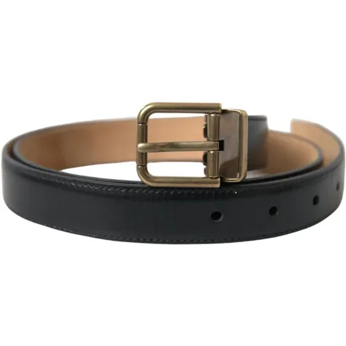 Belts, male, , Size: 90 CM Calf Leather Gold Metal Buckle Belt - Dolce & Gabbana - Modalova