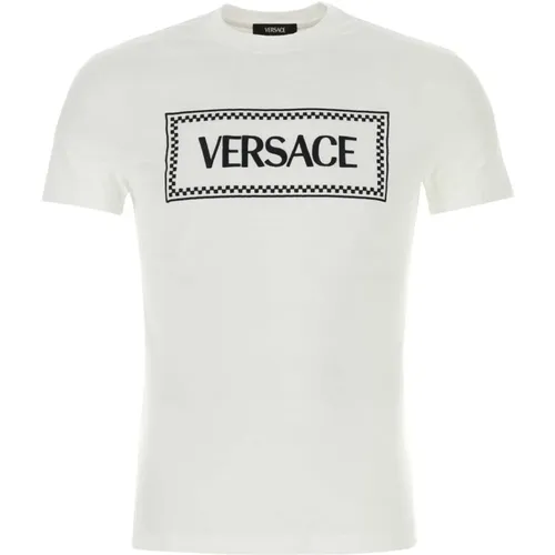 Weiße Baumwoll-T-Shirt , Herren, Größe: L - Versace - Modalova