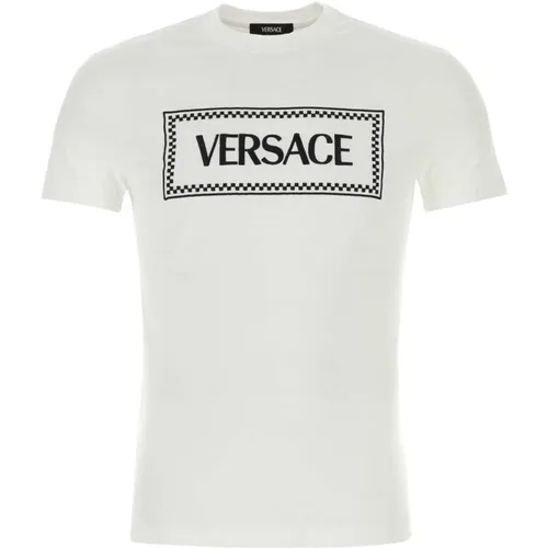 Weiße Baumwoll-T-Shirt , Herren, Größe: M - Versace - Modalova