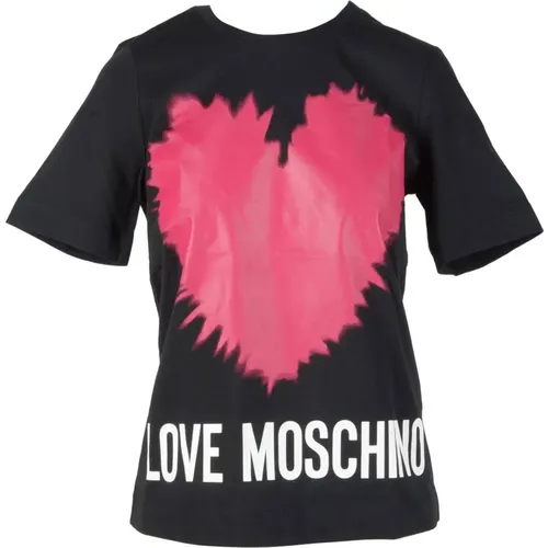 T-Shirts, female, , Size: XS Cotton T-shirt with Stylish Design - Love Moschino - Modalova