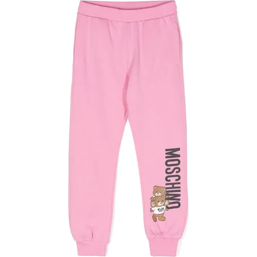 Rosa Hose mit Teddybär-Logo - Moschino - Modalova