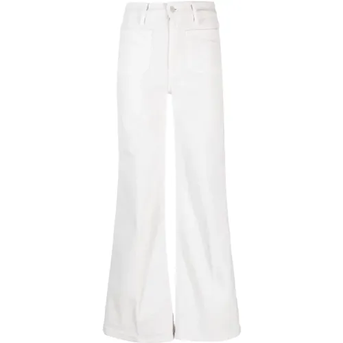Flared White Jeans with Button Closure , female, Sizes: W24 - Mother - Modalova