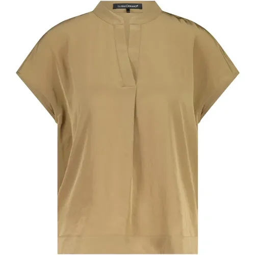 Glänzende Bluse mit V-Ausschnitt , Damen, Größe: XS - LUISA CERANO - Modalova