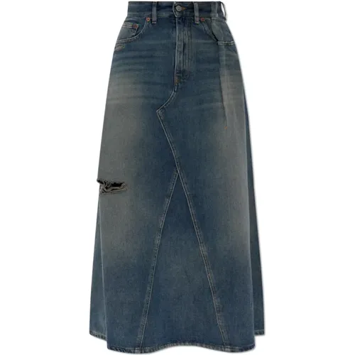 Denim Skirts, female, , Size: XS Denim skirt with vintage effect - MM6 Maison Margiela - Modalova