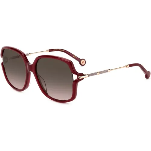 Sunglasses, female, , Size: 58 MM Burgundy/Brown Shaded Sunglasses - Carolina Herrera - Modalova