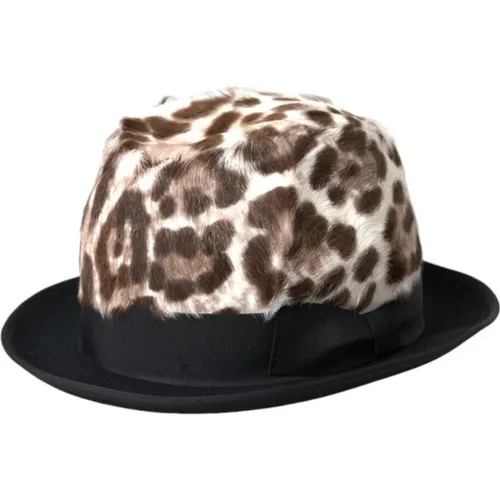 Hats, female, , Size: 58 CM Leopard Fedora Hat - Dolce & Gabbana - Modalova