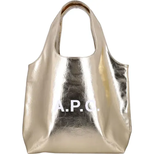 Tote Bags, female, , Size: ONE SIZE Gold Metallic Tote Bag with Large Handles - A.p.c. - Modalova