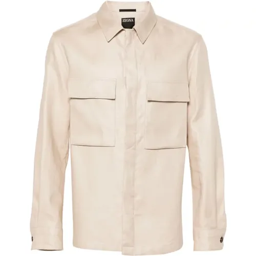 Linen Overshirt Jacket , male, Sizes: L, S - Z Zegna - Modalova