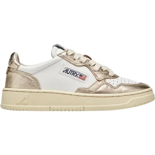 Gold Low Top Sneakers , female, Sizes: 3 UK - Autry - Modalova