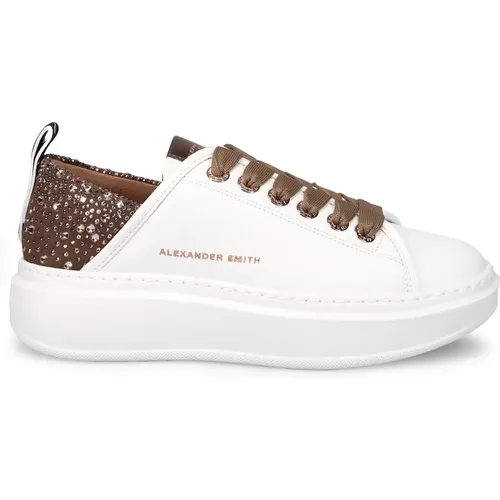 Wembley Leather Sneakers with Rhinestones , female, Sizes: 5 UK, 4 UK - Alexander Smith - Modalova