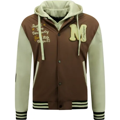Baseball Jacket with Hood Oversized -8632 , male, Sizes: XL, M, S, L, 2XL - Enos - Modalova