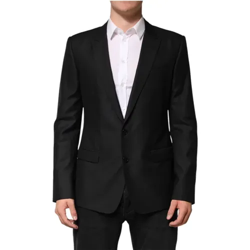 Blazers, male, , Size: XL Wool Single Breasted Jacket Blazer - Dolce & Gabbana - Modalova