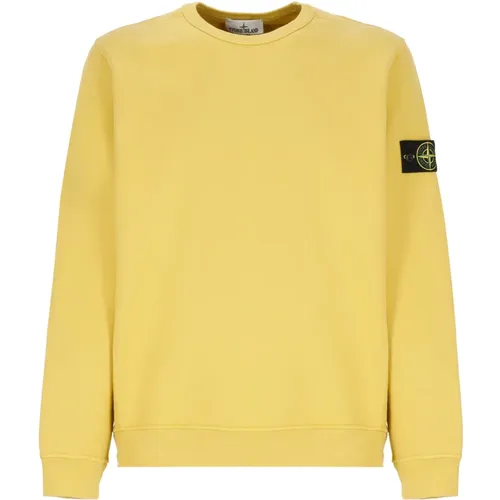 Sweatshirts, male, , Size: M Cotton Sweatshirt Round Neck Long Sleeves - Stone Island - Modalova