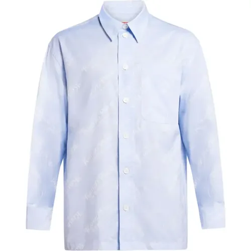 Clear Jacquard Shirt with Paris 18 rue Vivienne Monogram , male, Sizes: M, S - Kenzo - Modalova