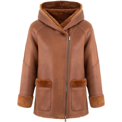 Winter Jackets, female, , Size: M Reversible Hooded Faux Leather Jacket - Urbancode - Modalova