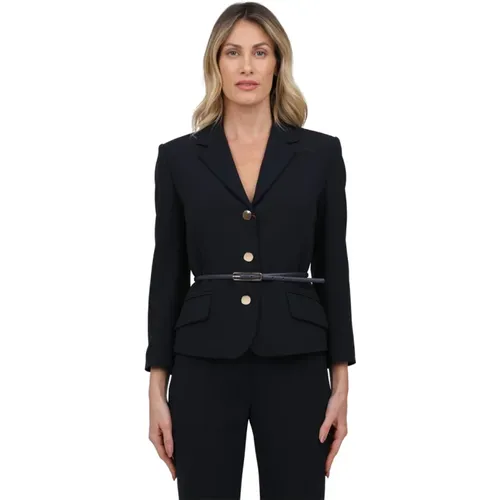 Blazers, female, , Size: M Single-breasted cady jacket - Max Mara Studio - Modalova