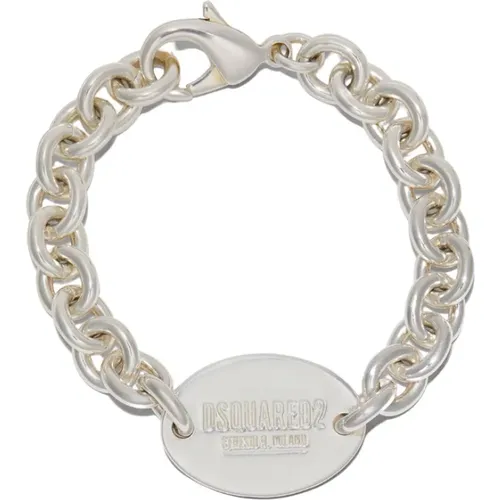 Bracelets, male, , Size: L Chic Tag Chain Bracelet - Dsquared2 - Modalova