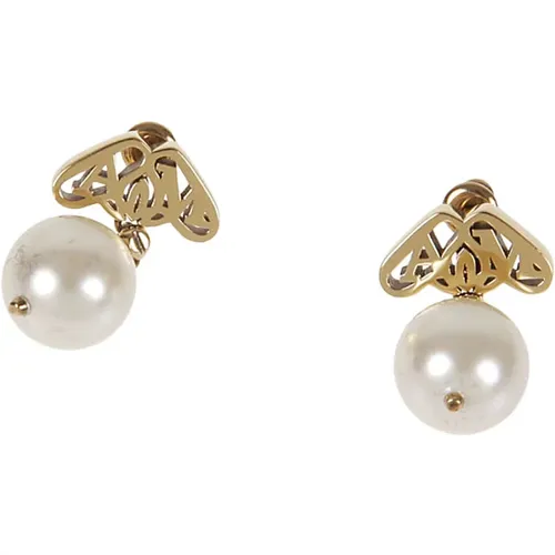 Earrings, female, , Size: ONE SIZE Golden Seal Logo Pearl Earrings - alexander mcqueen - Modalova