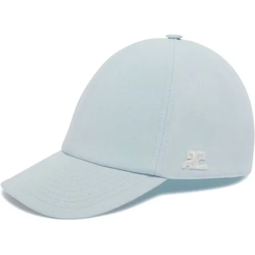 Blauer Baumwoll-Logo-Patch-Gebogener Hut , Damen, Größe: S - Courrèges - Modalova